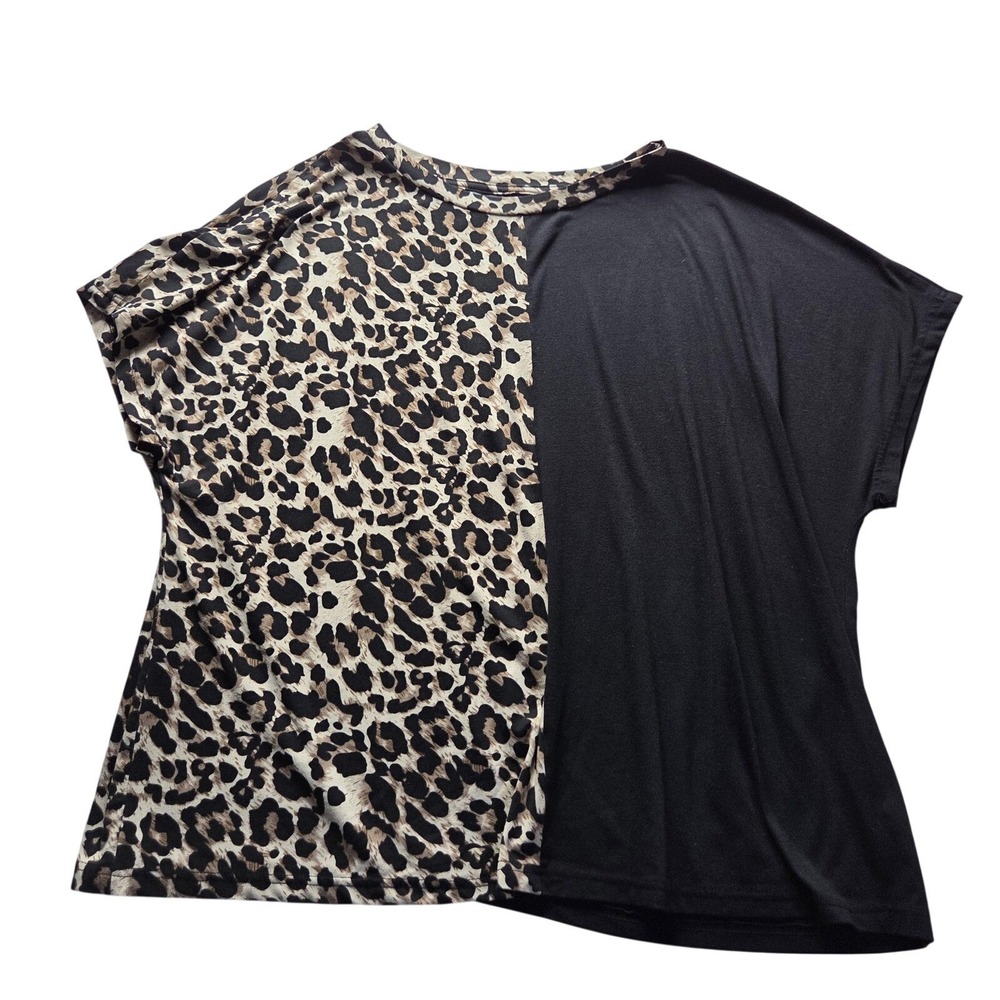 Shirt Womens Plus 4XL Multicolor Round Neck Short Dolman Leopard Jersey Top